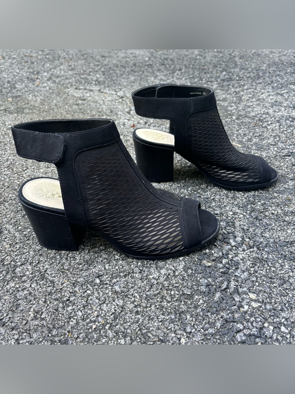 Vince Camuto Lavette Perforated Peep Toe Block Heel Bootie Sandals - Size 8M